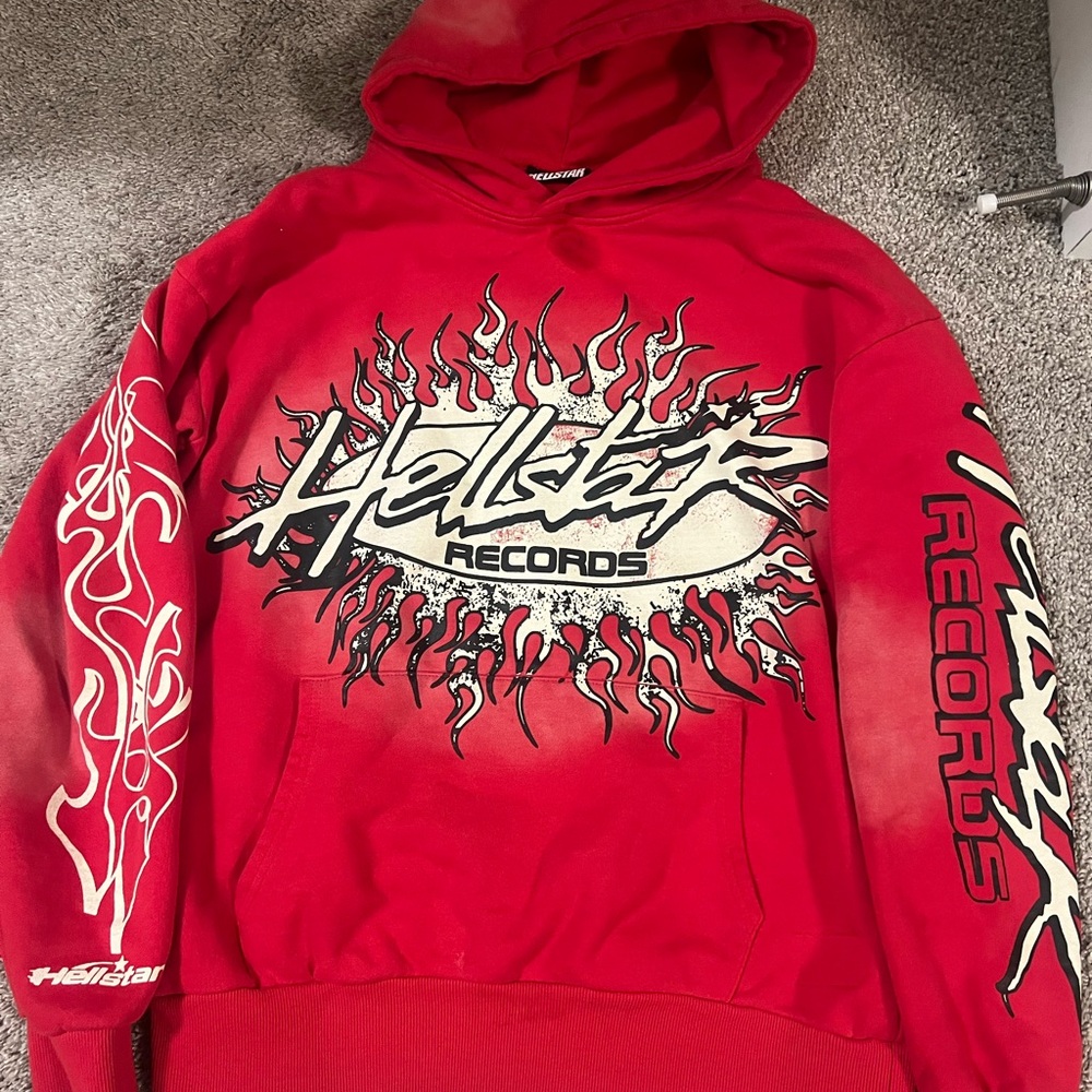 Red hellstar hoodie men small